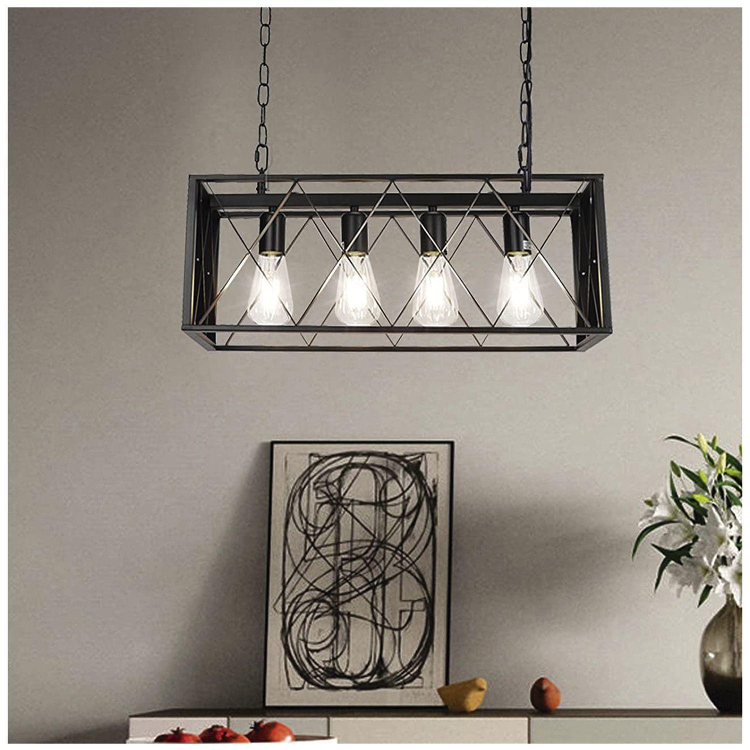 Lámpara Colgante 4xE-27 Rectangular Con Rejilla Kuma-5