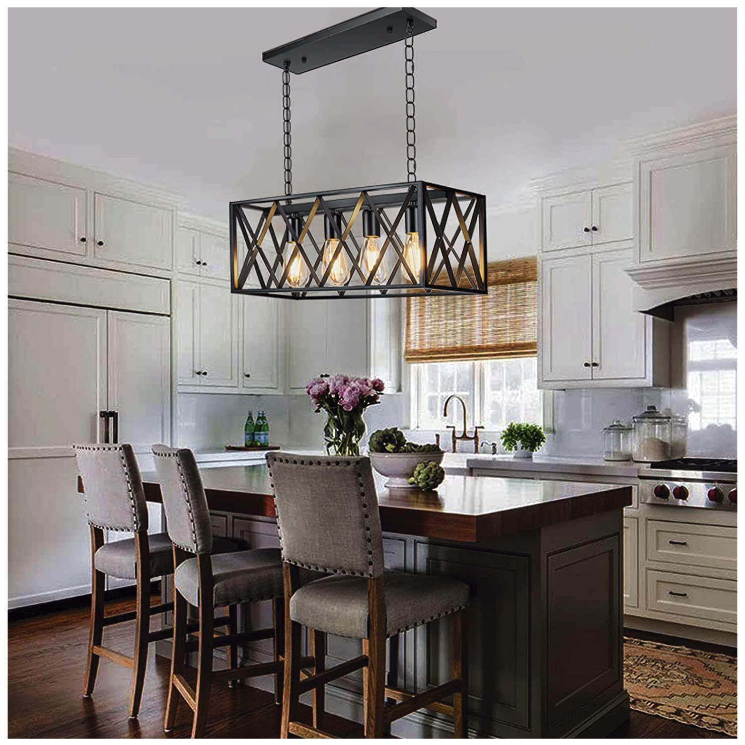 Lámpara Colgante 4xE-27 Rectangular Con Rejilla Kuma-6