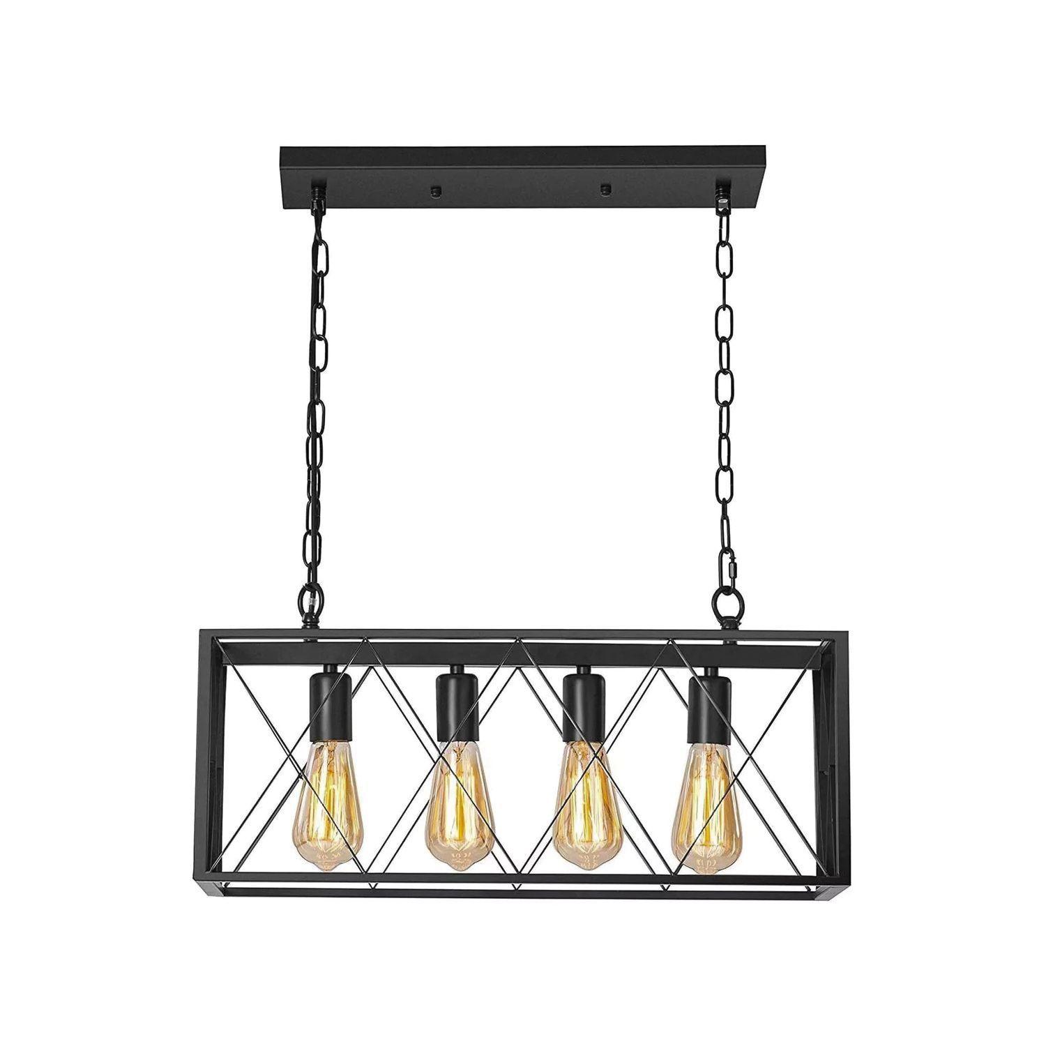 Lámpara Colgante 4xE-27 Rectangular Con Rejilla Kuma-1