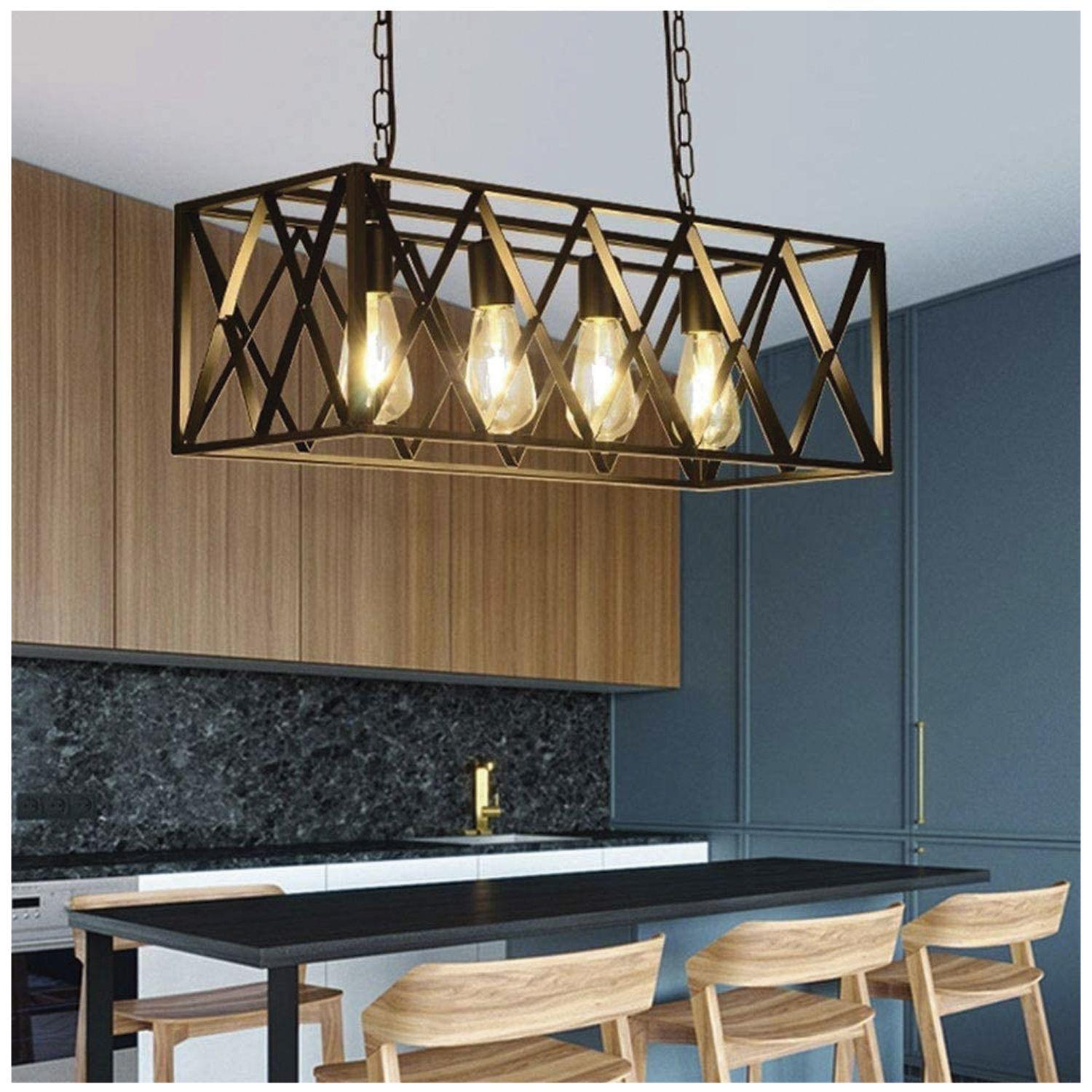 Lámpara Colgante 4xE-27 Rectangular Con Rejilla Kuma-4