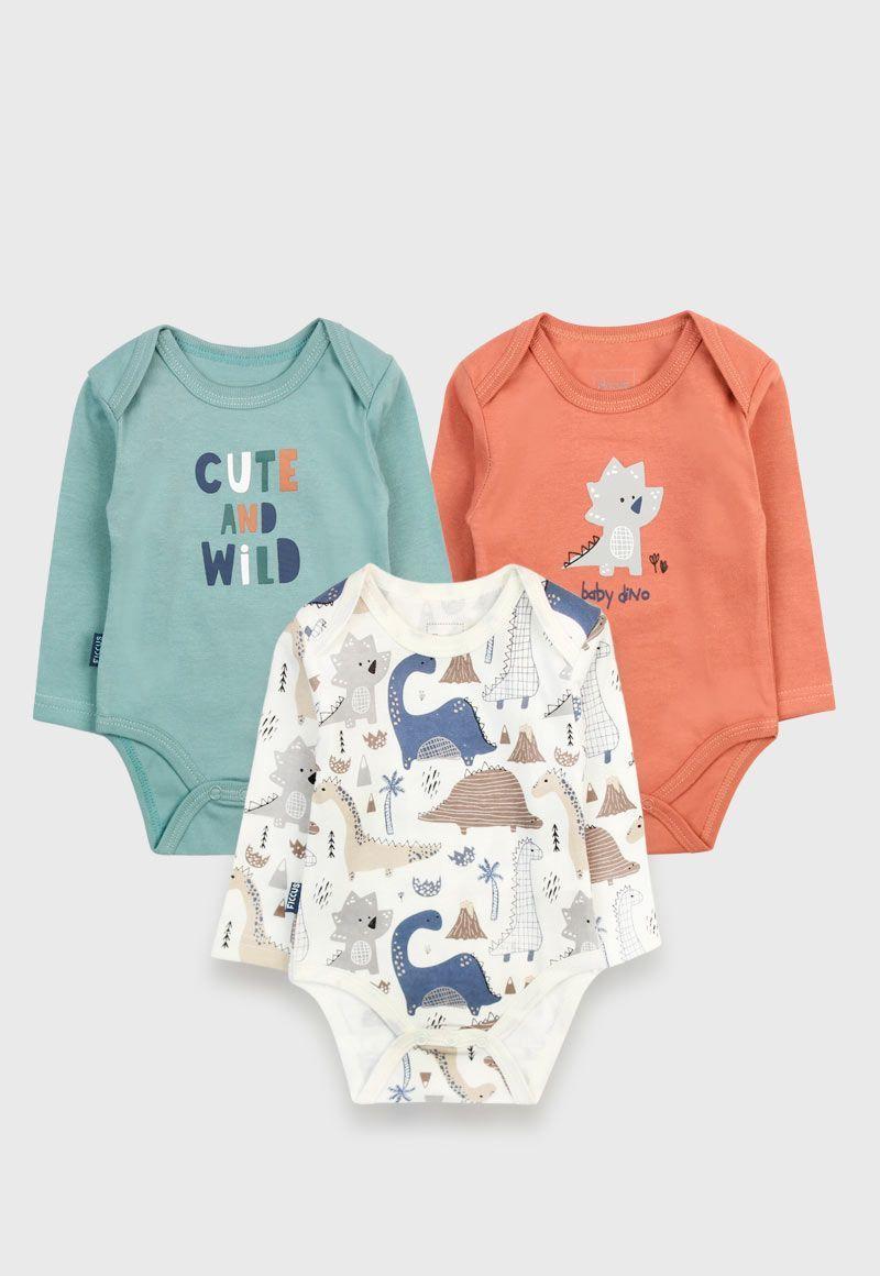 Set body newborn niño m/larga jurassic 100-0