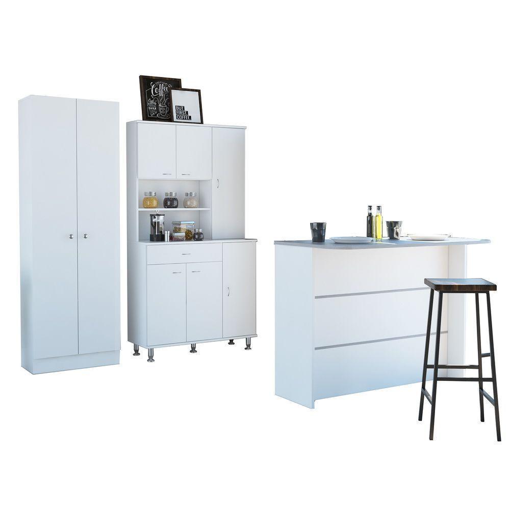 COMBO KITCHEN 48 MUEBLE COCINA 90 + BARRA DE COCINA + OPTIMIZADOR - BLANCO-1