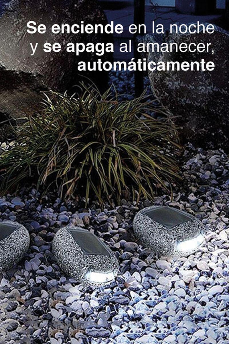 Lámpara LED Solar Forma Piedra Jardín Gris-5