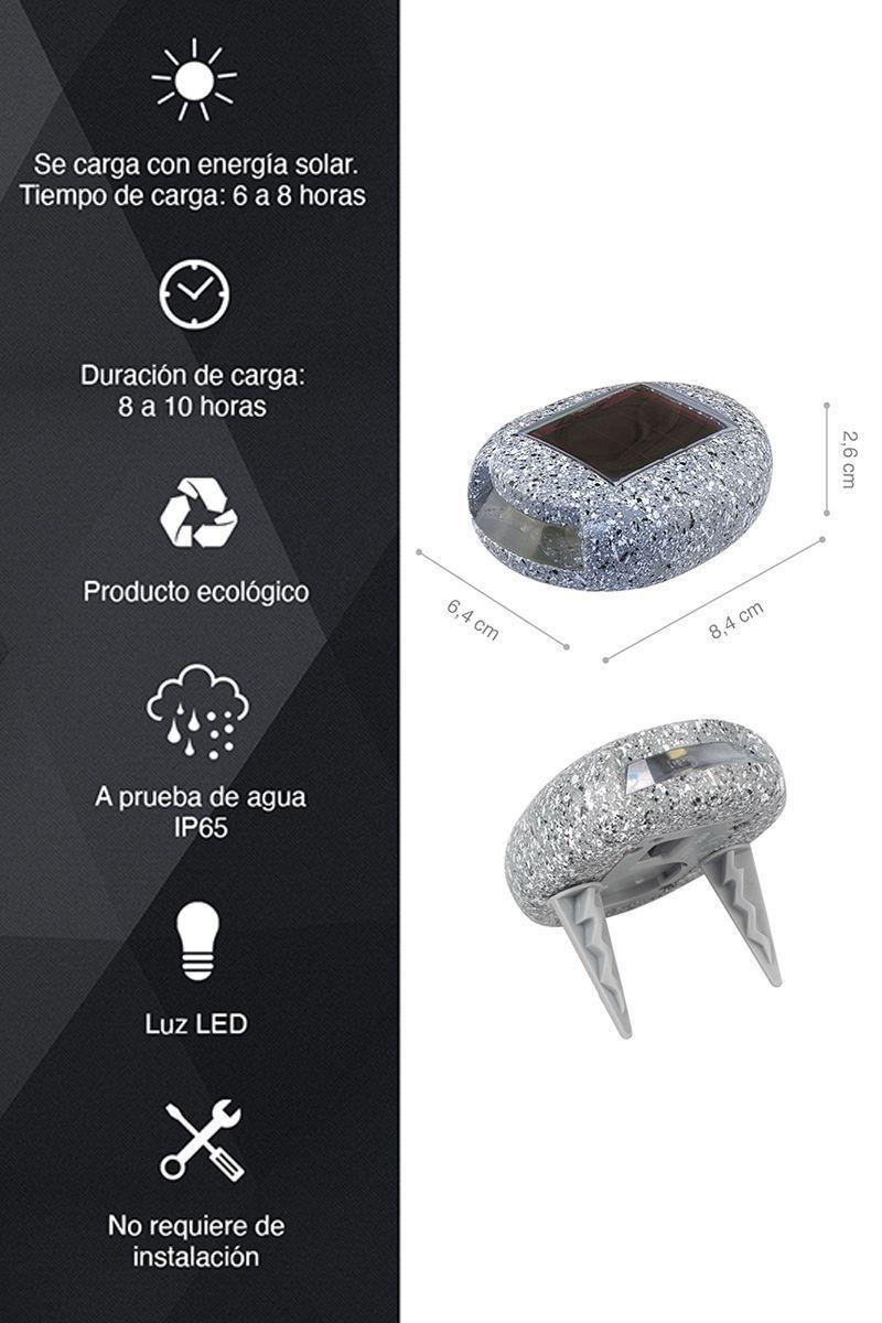 Lámpara LED Solar Forma Piedra Jardín Gris-2