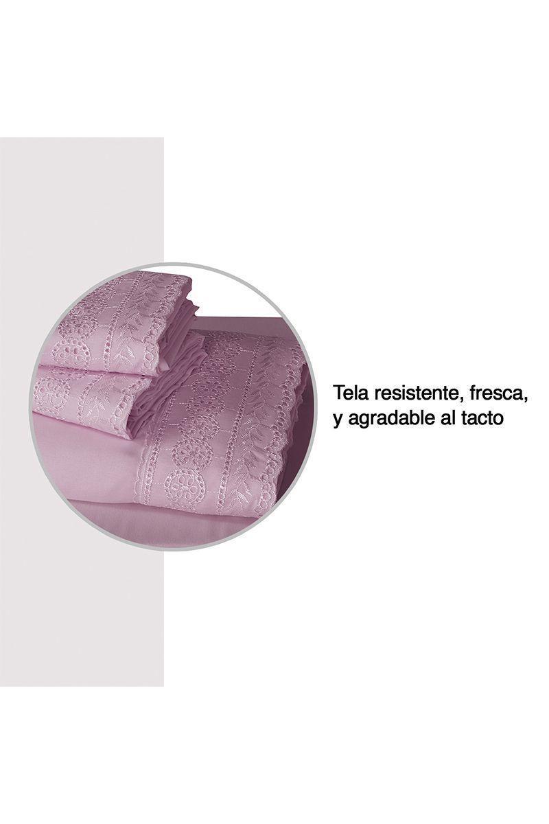 Sábana Broderie 1,5 Plazas Lila-3