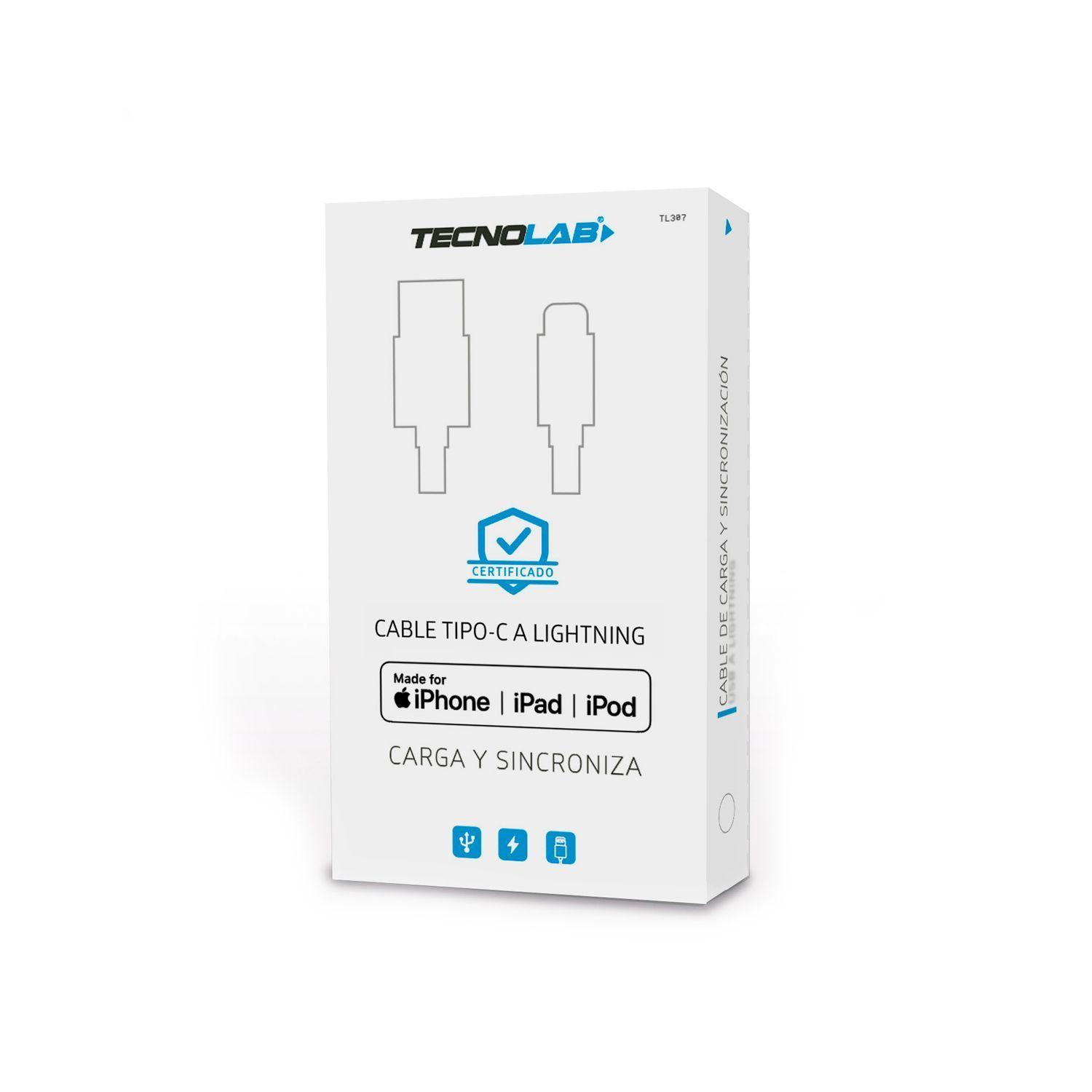 Cable Tipo C a Lightning Carga y Sincroniza 1mt Blanco Tecnolab-2
