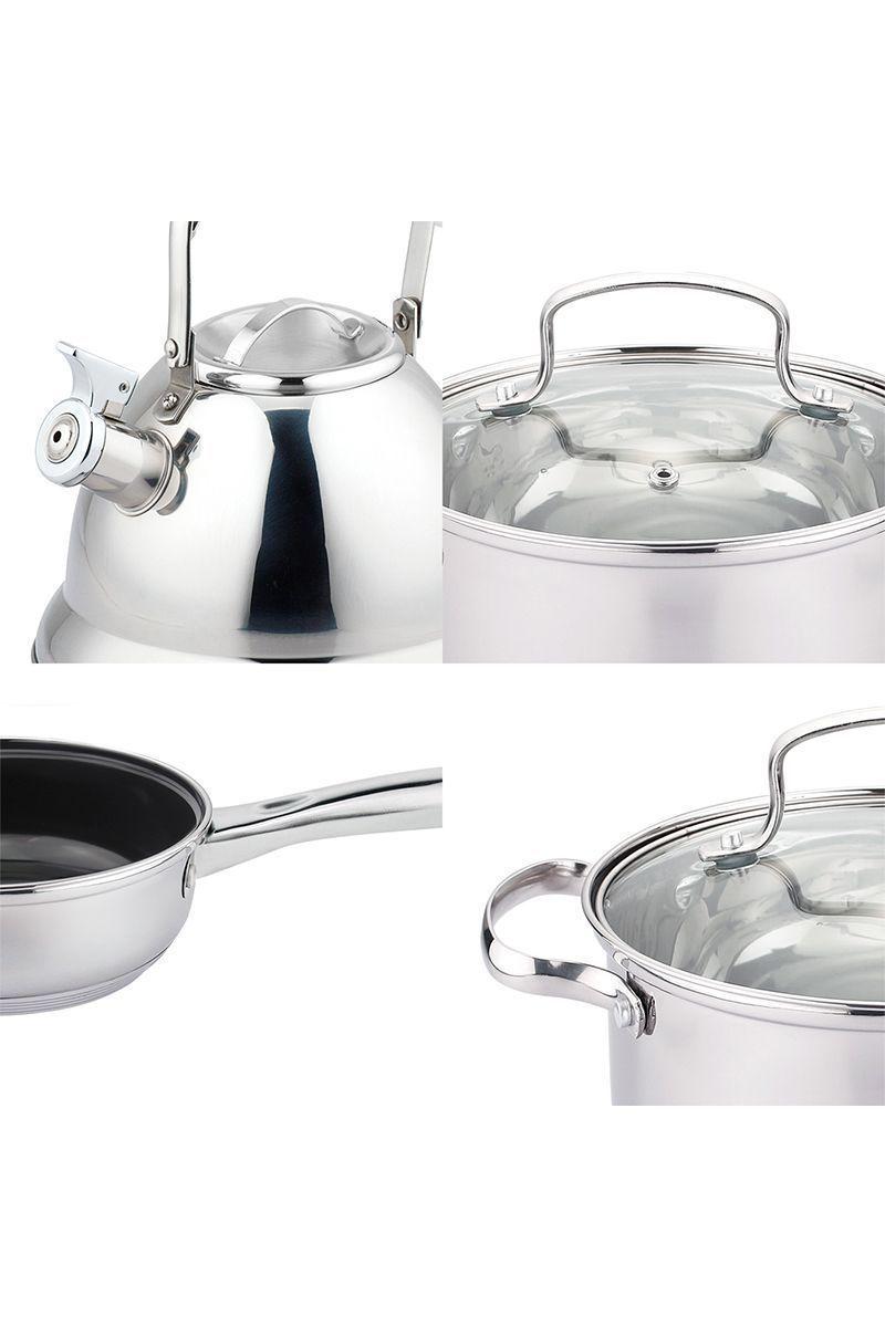 Batería Cocina 5 Piezas Acero Inoxidable Gris-4