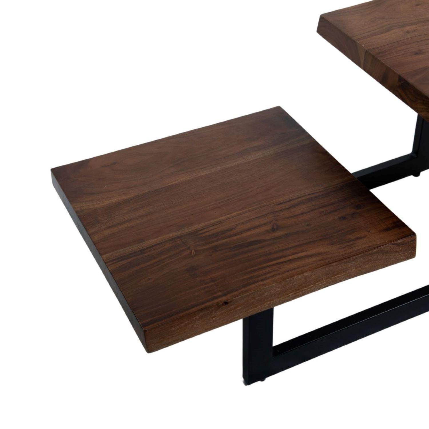 Mesa De Centro Dos Niveles Madera De Acacia 46x110x50 cm-4