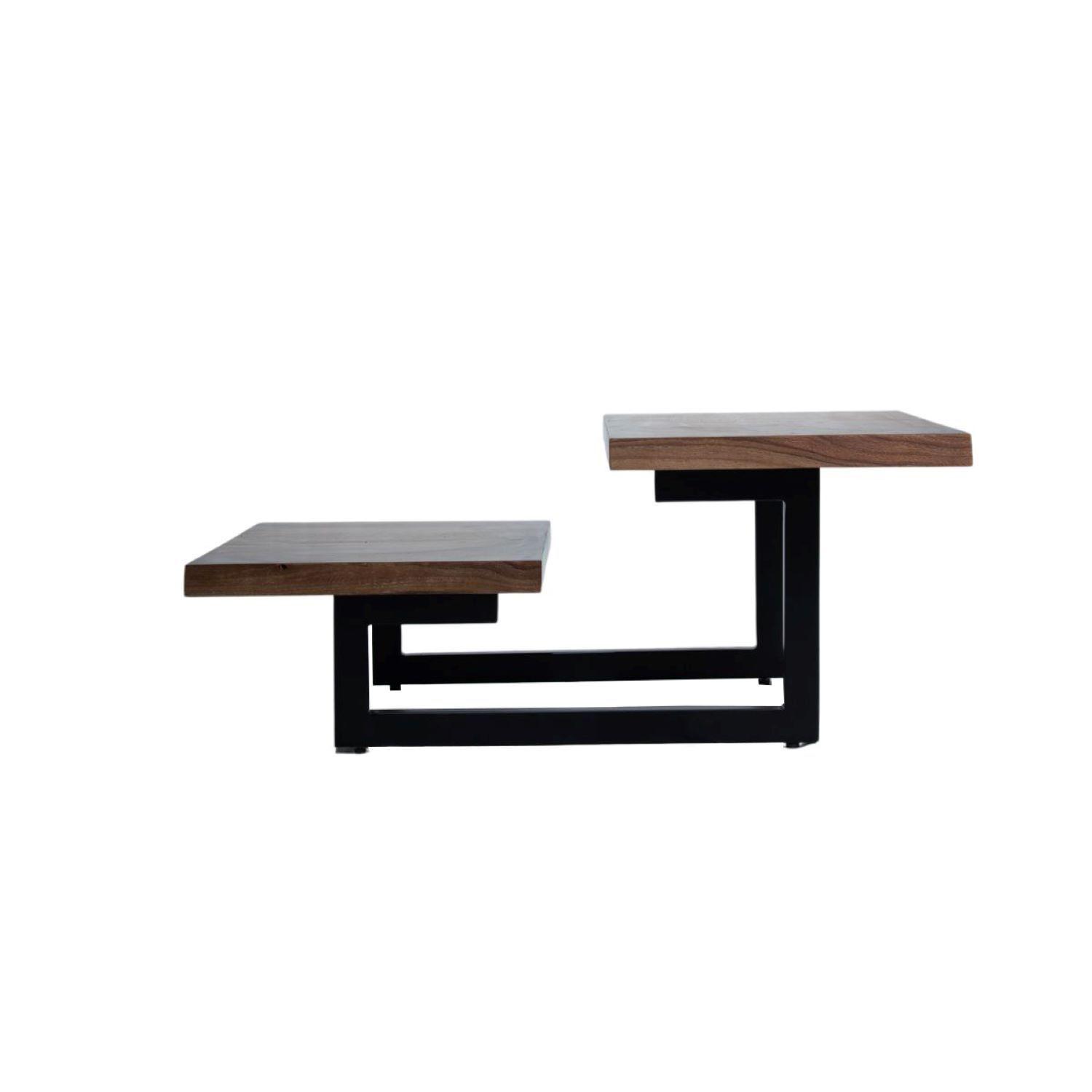 Mesa De Centro Dos Niveles Madera De Acacia 46x110x50 cm-3