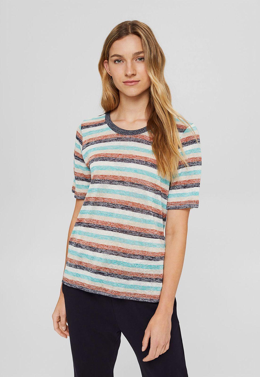 Polera Mujer Manga Corta A Rayas Esprit-0