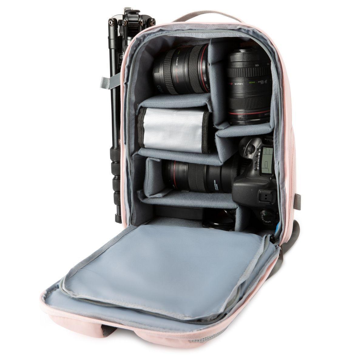 Bagsmart - Mochila para cámara y notebook de 13.3" - Rosado-5
