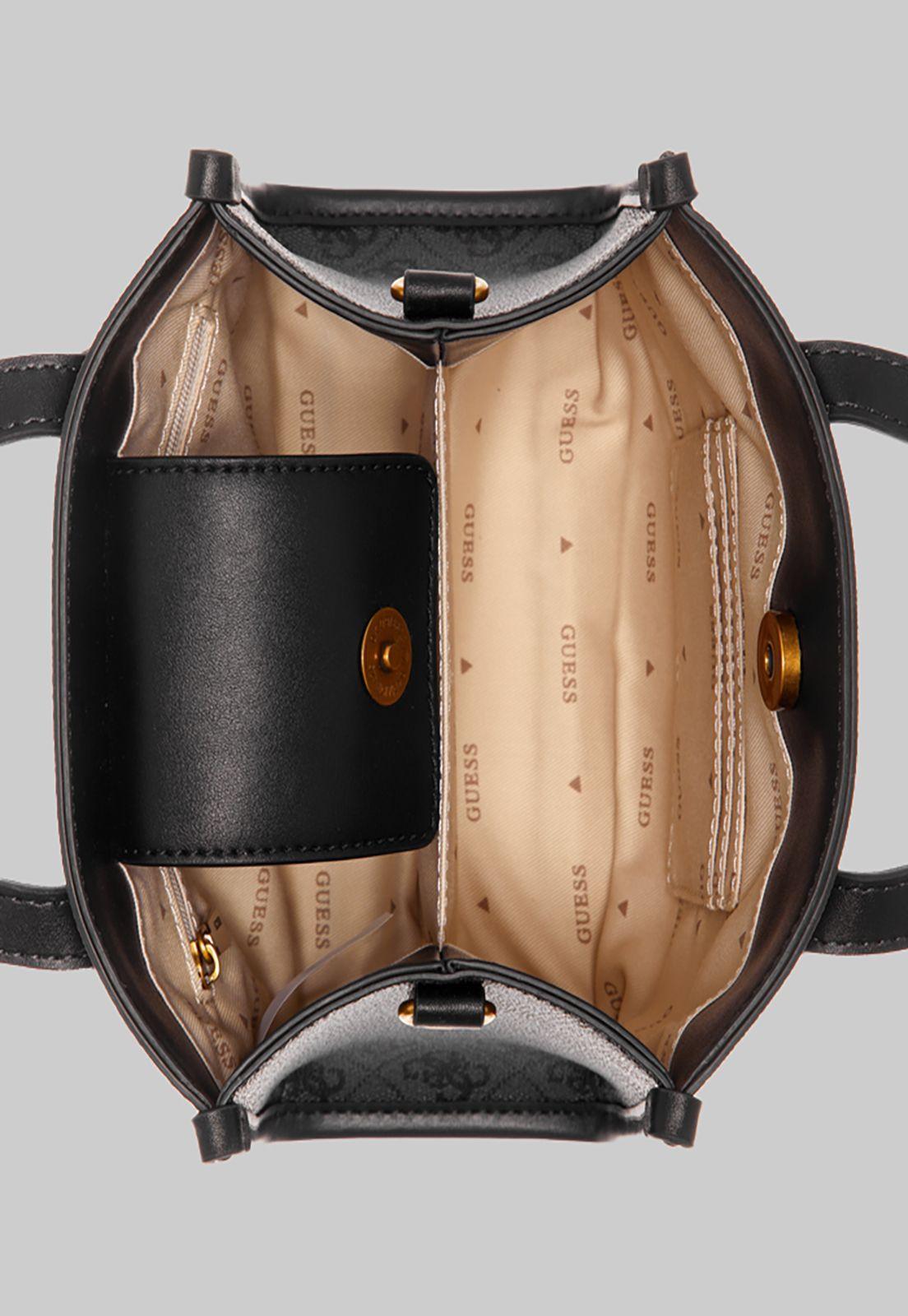 Mini Cartera Guess Silvana 2 Cmprtmnt Mini Tote Clo Carbon-3