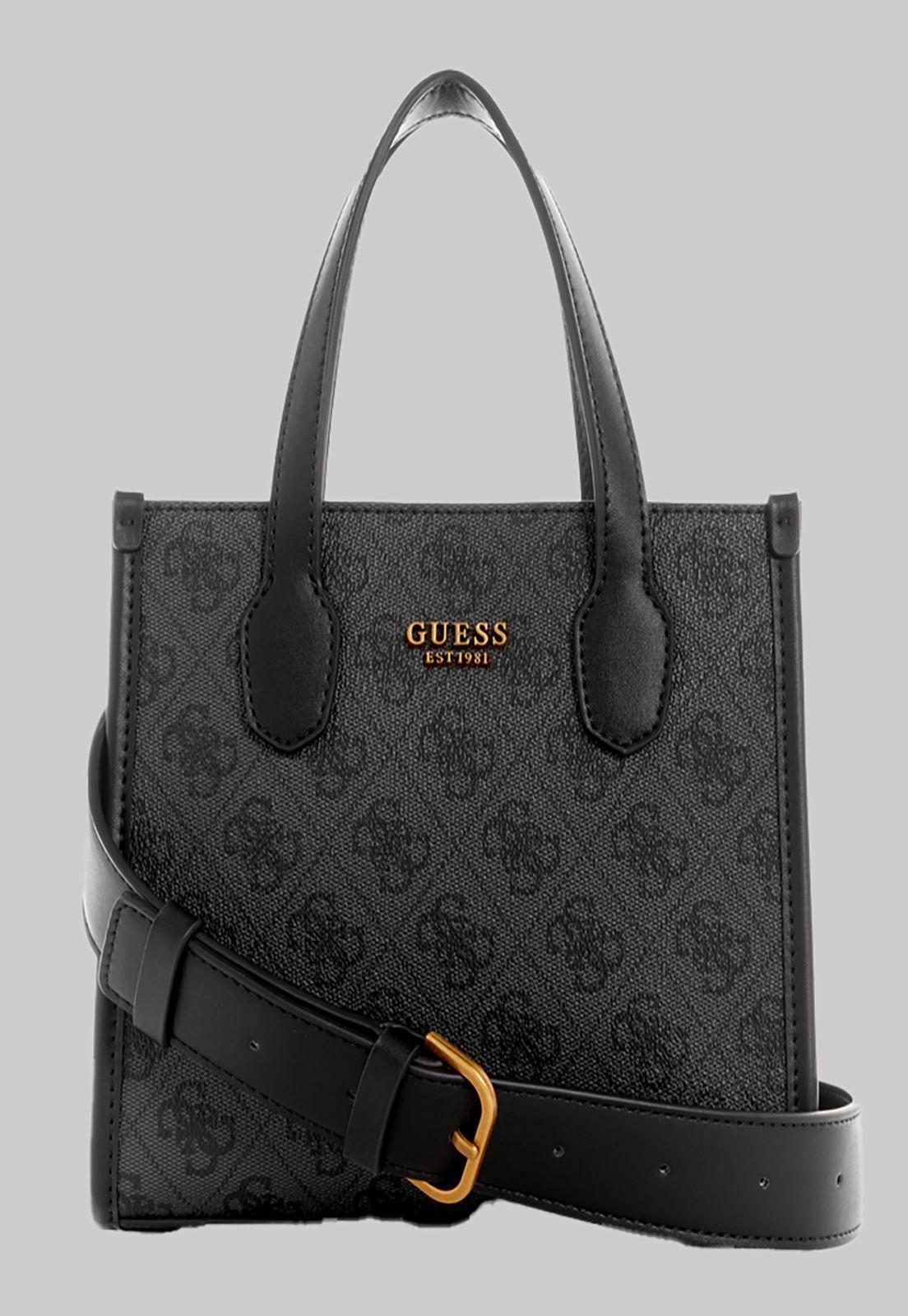Mini Cartera Guess Silvana 2 Cmprtmnt Mini Tote Clo Carbon-0