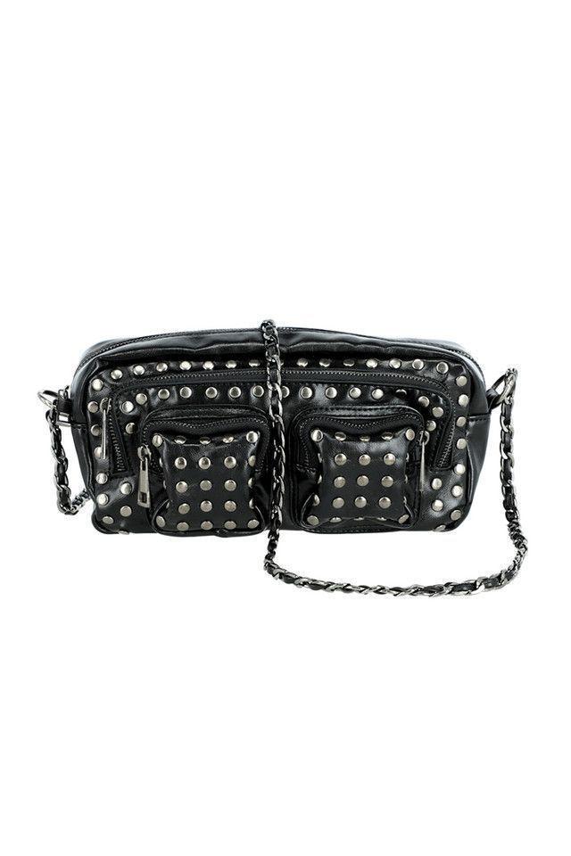 Cartera Cruzada Tachas Negro Humana-0