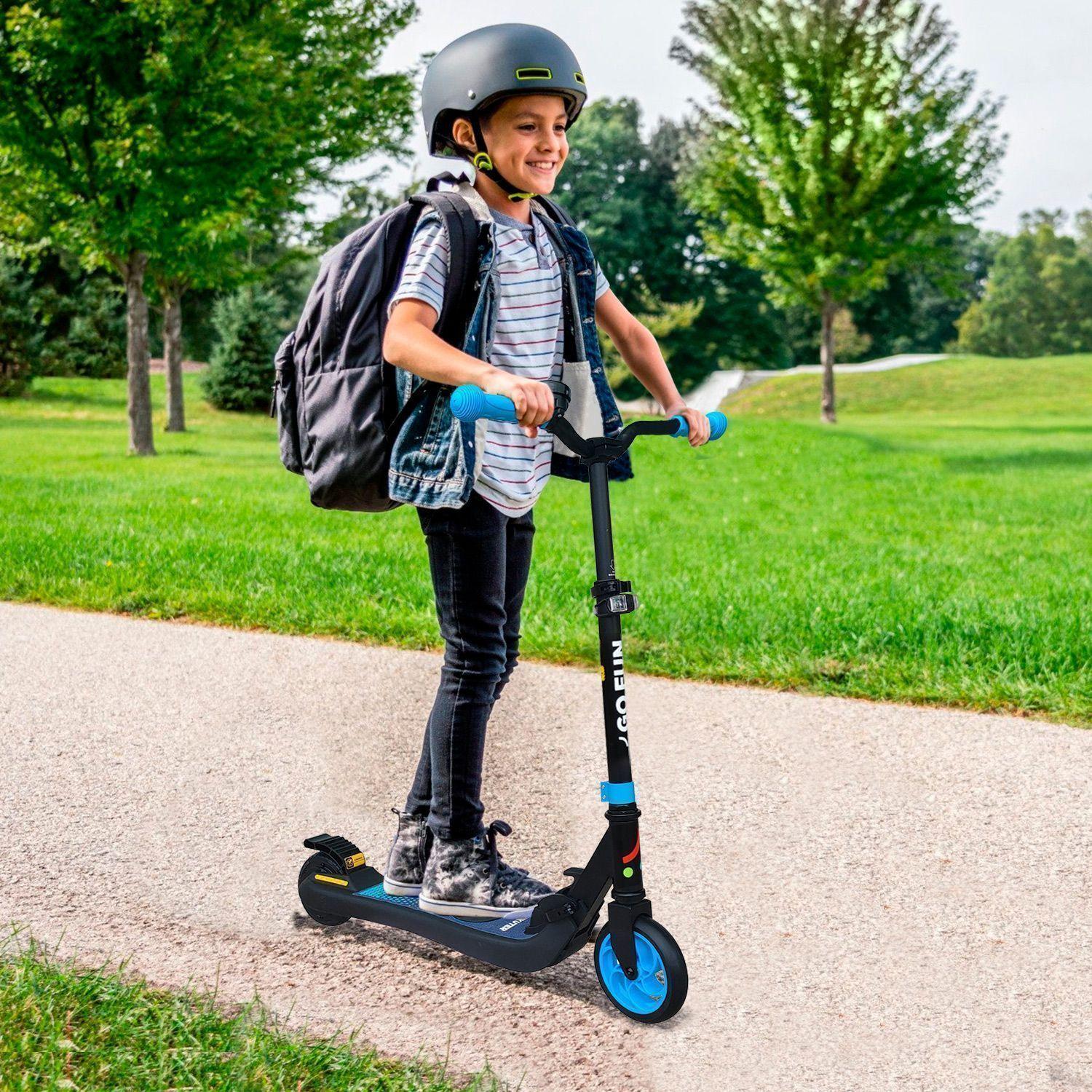 Scooter Eléctrico Plegable con Bocina Azul-1