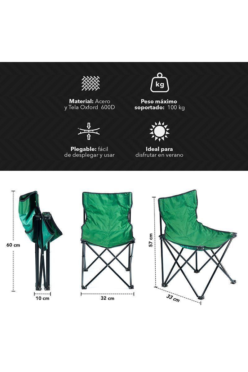Silla Camping Plegable Basica Verde-2