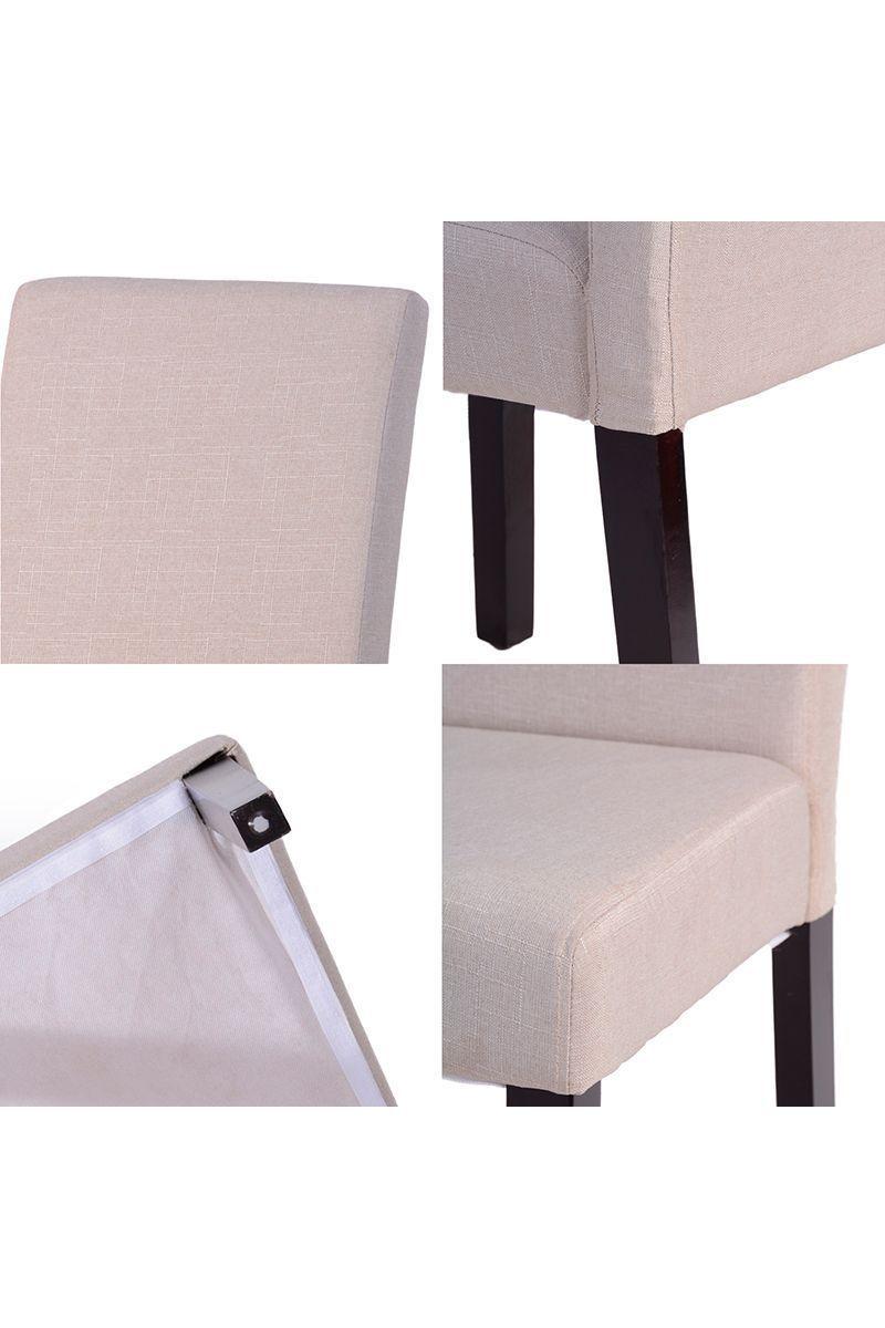 Silla de Comedor Acolchada con Tapiz de Tela Gris-4
