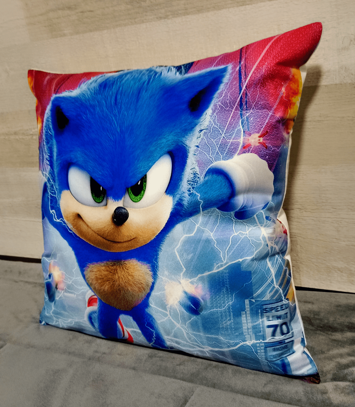 Cojín Felpa 45x45 cm Erizo Sonic Extra Suave -2