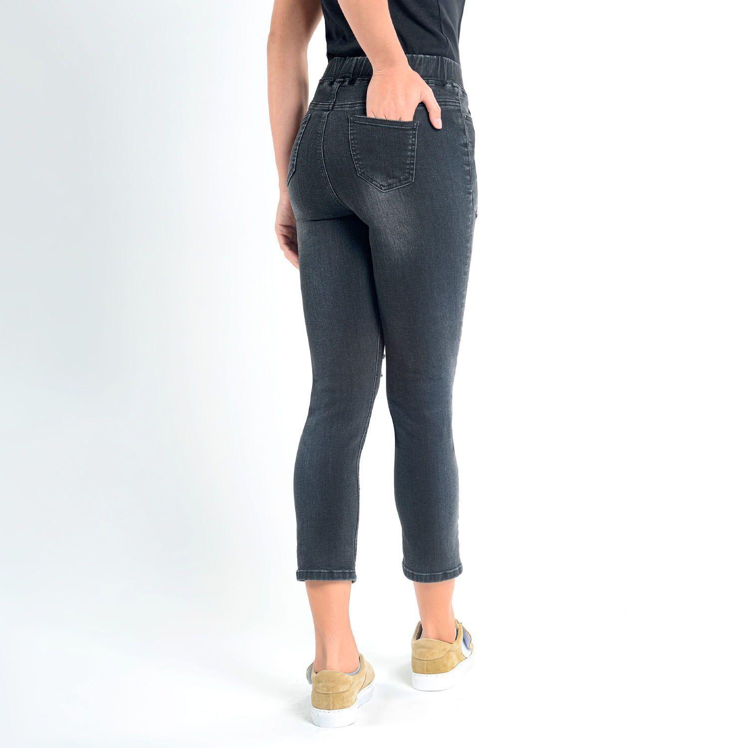 Legging Capri Jeans De Algodón Negro Caffarena-3