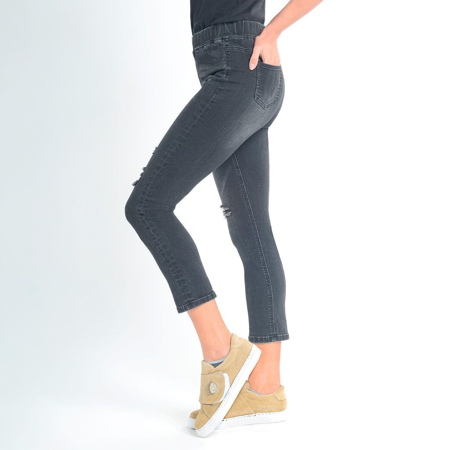 Legging Capri Jeans De Algodón Negro Caffarena-2