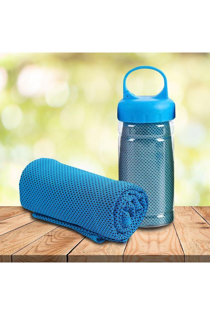 Toalla Refrescante con Botella de Plástico Celeste-5