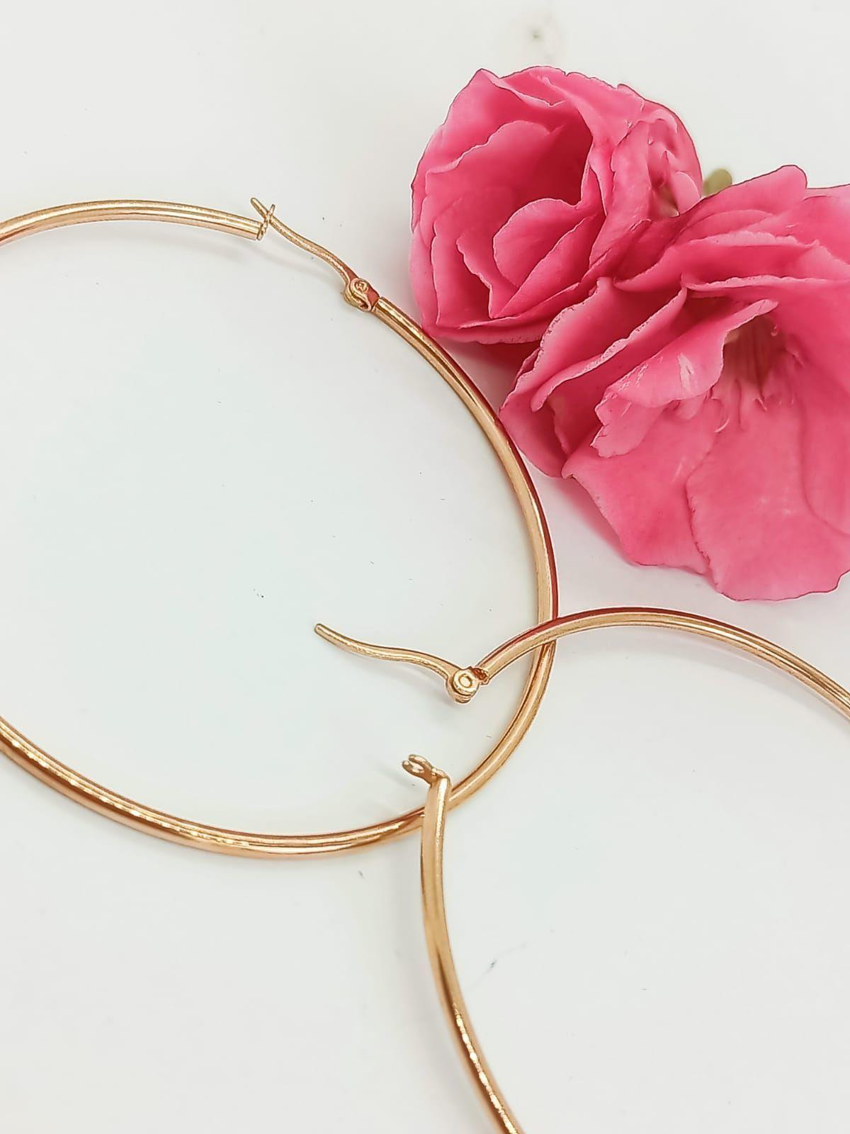 Maxi argollas hoop 65mm hipoalergénicas chapadas en oro rosa 18k-3