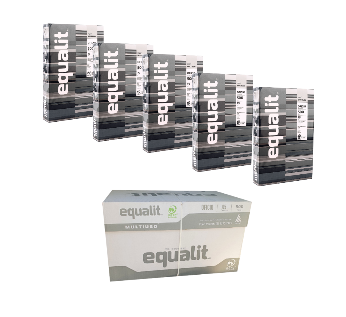 Pack 5 Resma Oficio 500 Hojas Equalit-2