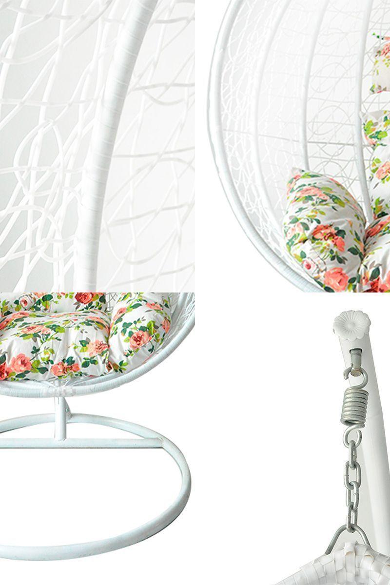 Silla Colgante de Ratán malla Novahus blanca-4