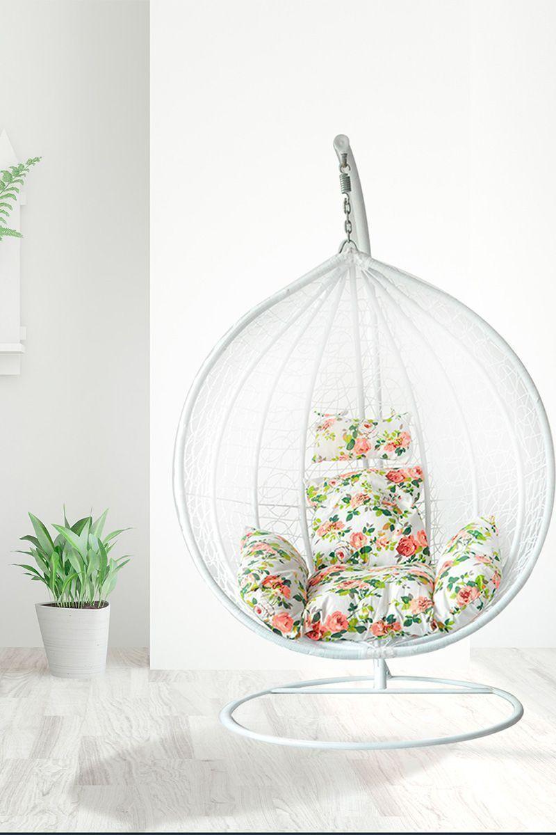 Silla Colgante de Ratán malla Novahus blanca-5