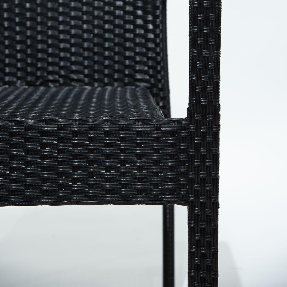 Sitial de rattan plástico negro con apoya brazos-3