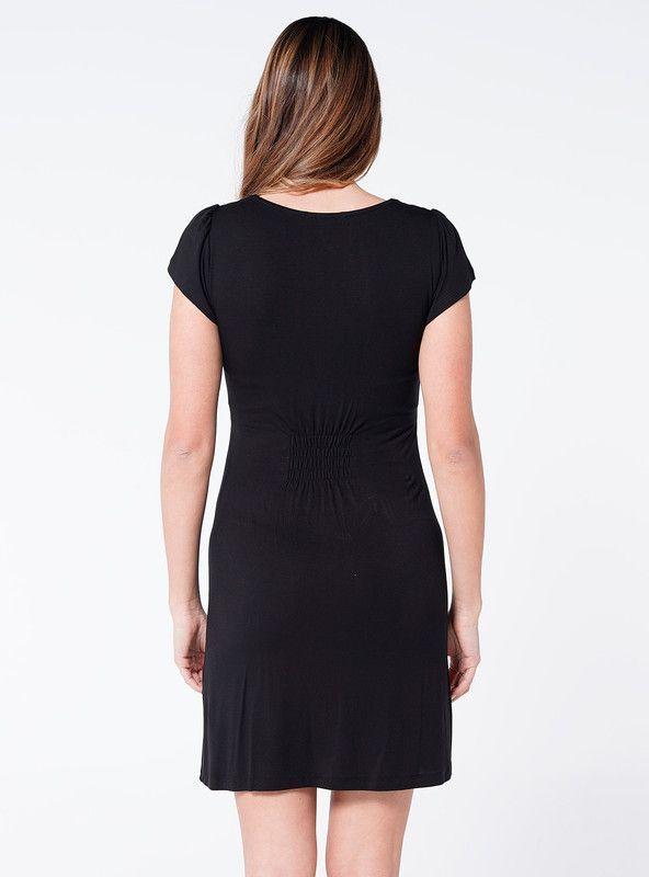 Camisa de dormir de lactancia con encaje negra-2