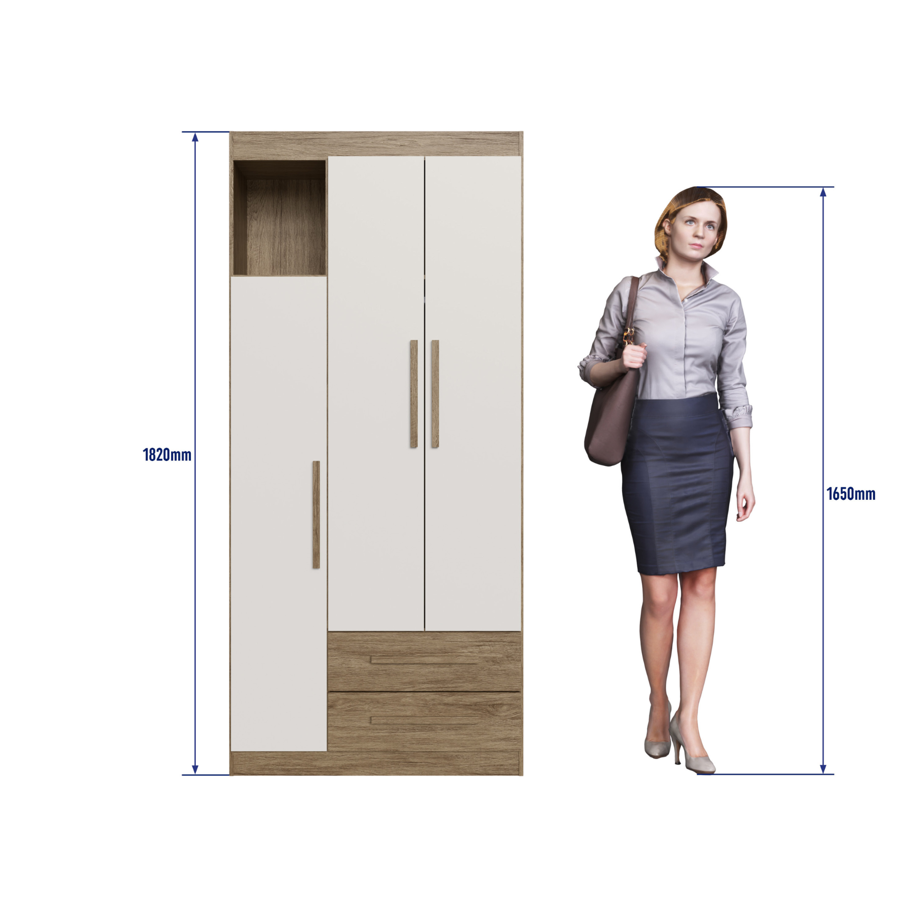 Closet 3 Puertas 2 Cajones con Librero-3