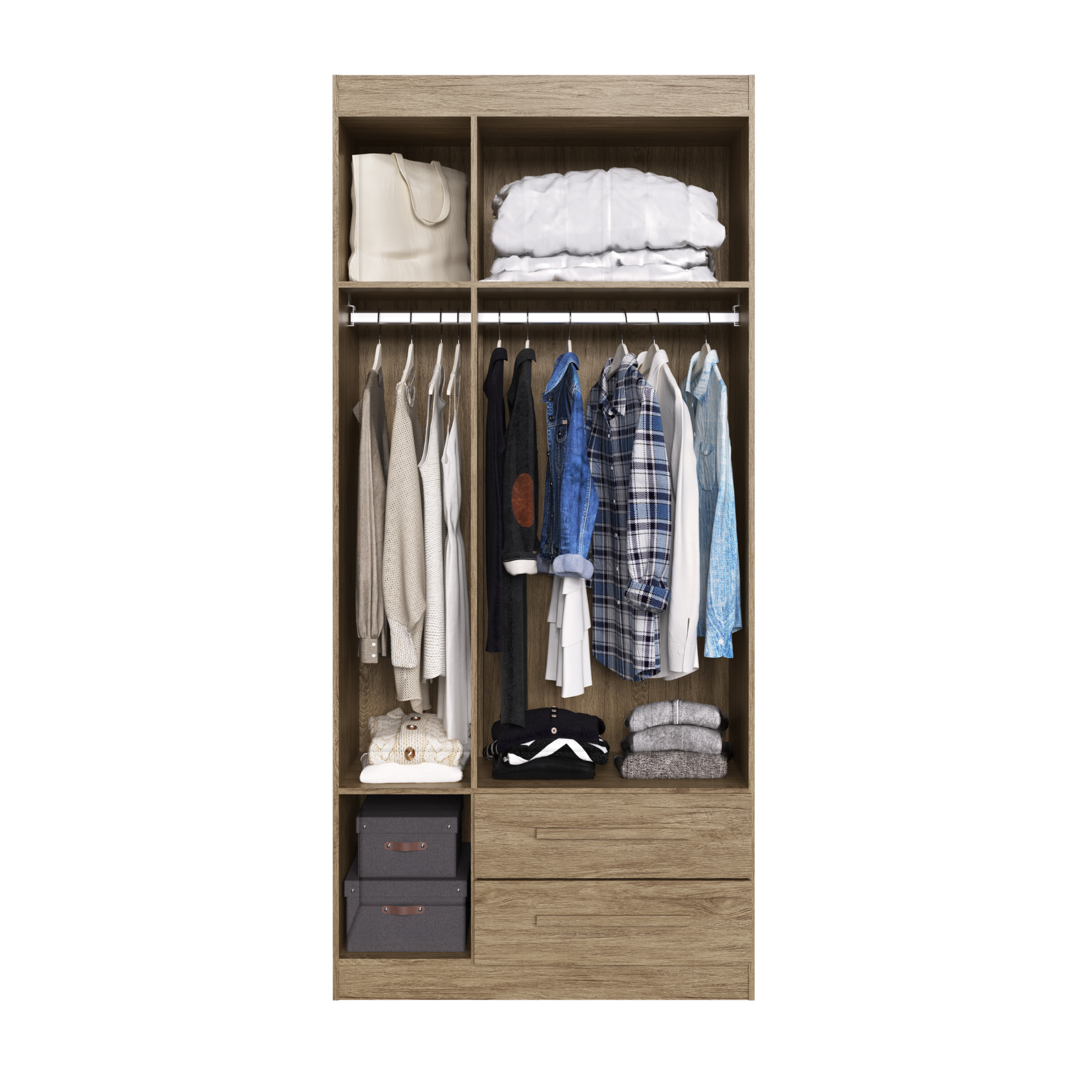 Closet 3 Puertas 2 Cajones con Librero-1