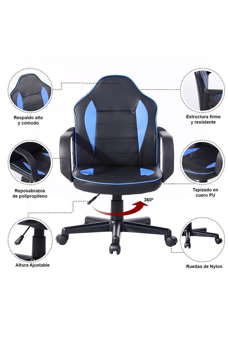 Silla Gamer Racer Ergonómica Escritorio - Azul-4