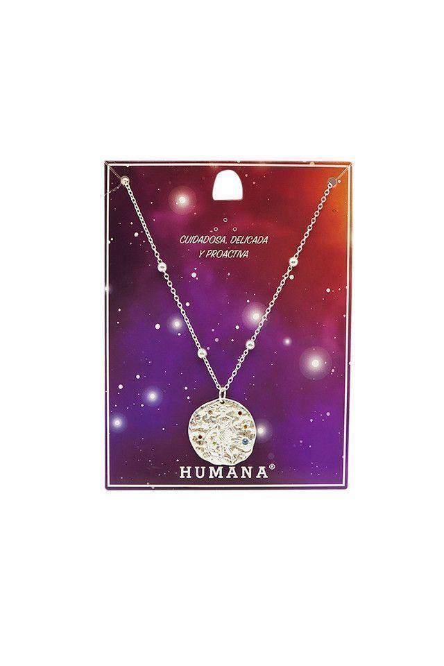 Collar Corto Plateado Zodiac Acuario Humana-0