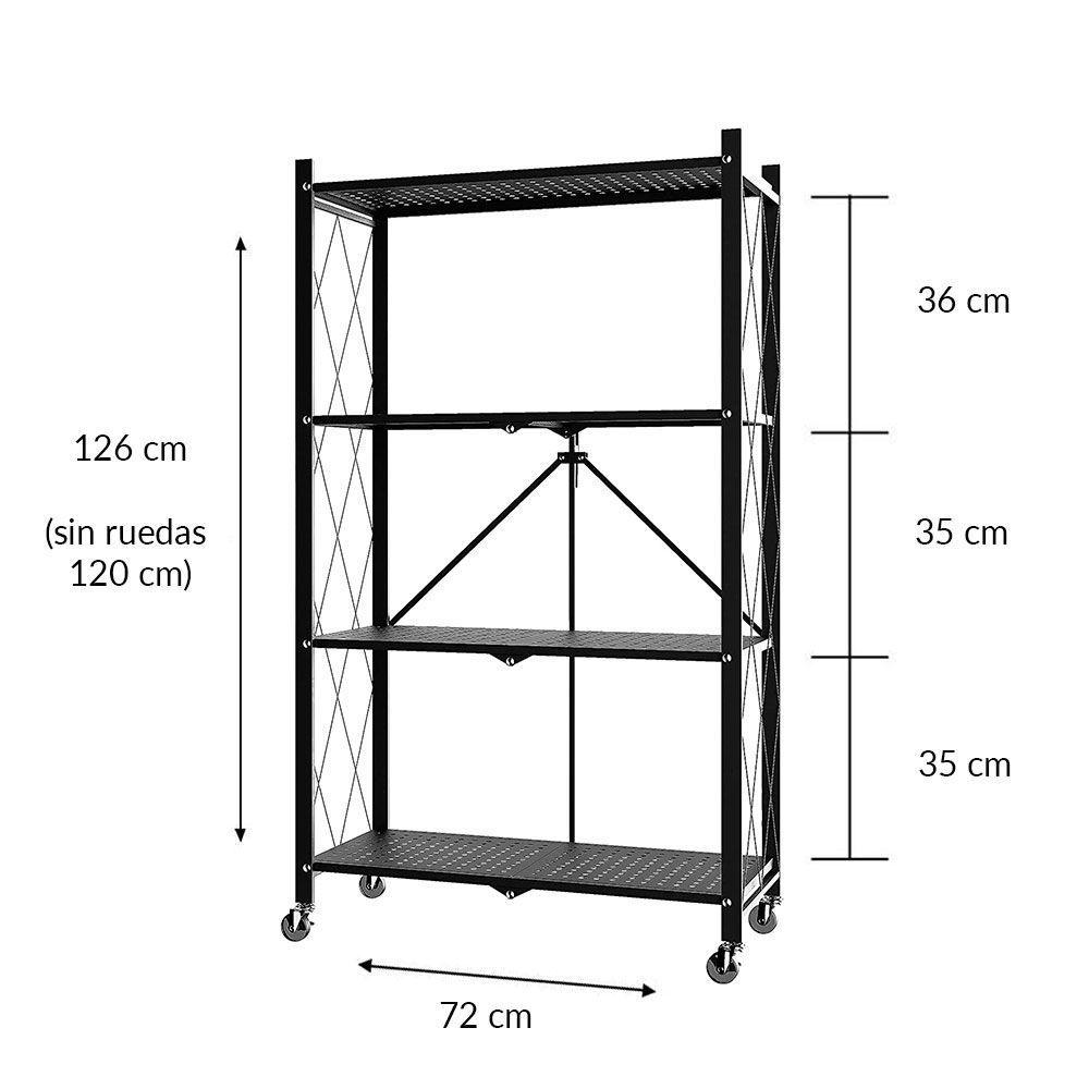 Estante Plegable Multiuso Metal 4 Niveles Ruedas -1