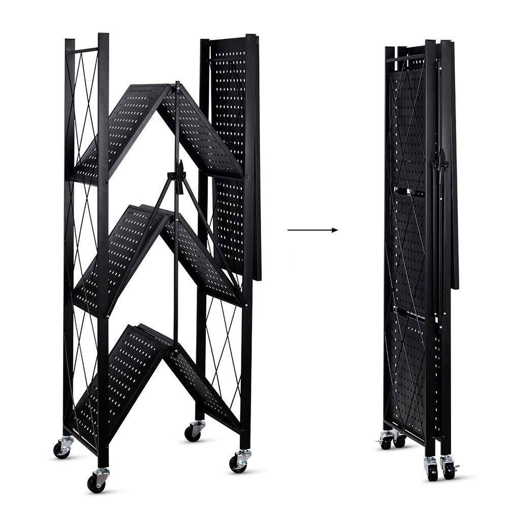 Estante Plegable Multiuso Metal 4 Niveles Ruedas -2