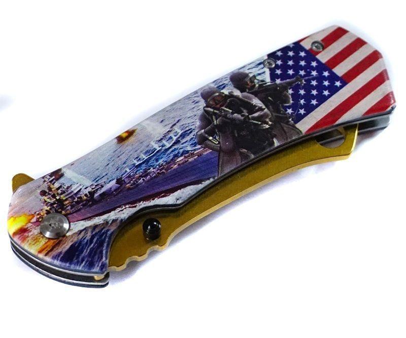 Gold American Flag Navaja Cortapluma AC02-2