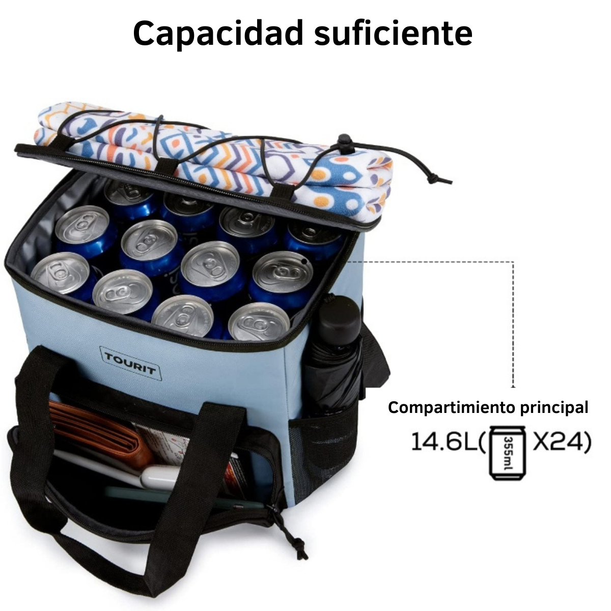 Tourit Cooler Bag refrigerador aislado portátil de 14L - Azul-2