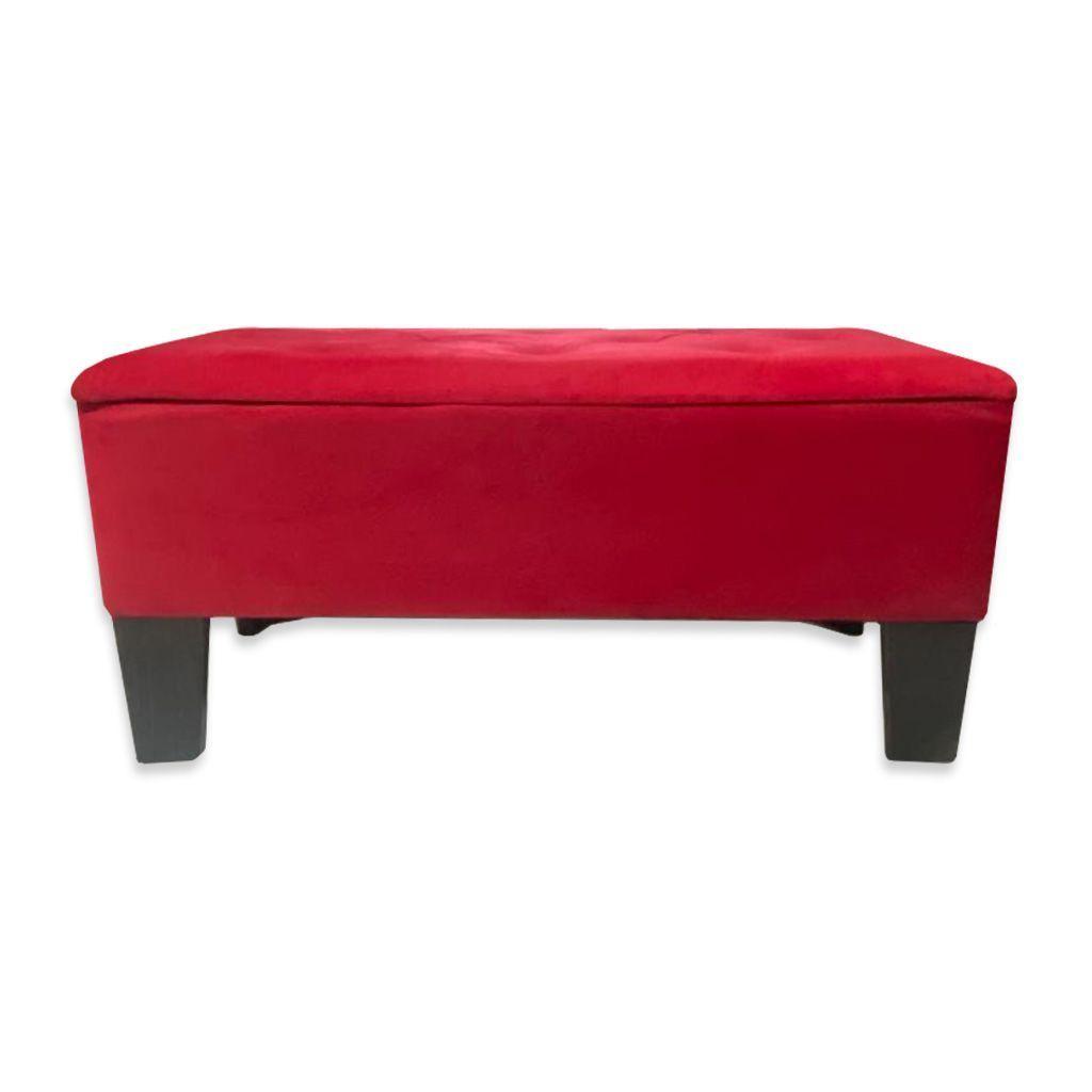 Banqueta Baul HVM Roja Felpa Pmadera-2