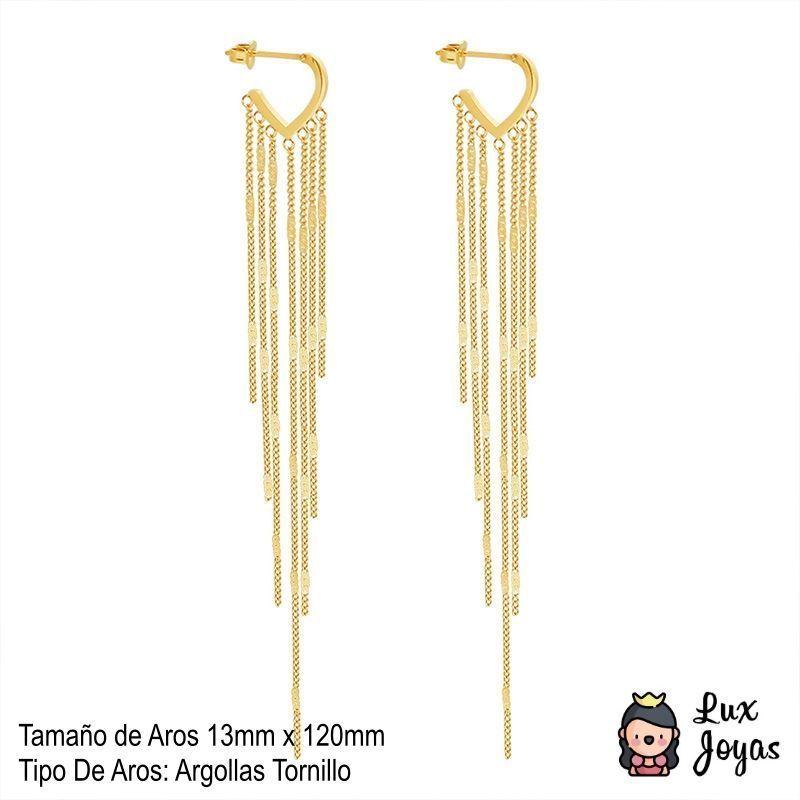 Aros Baño Oro Amarillo 18k Argollas Tornillo Cadenas-3