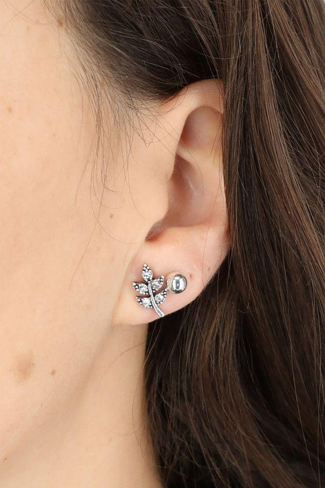 Aros Set Leaf Plateados Humana-1