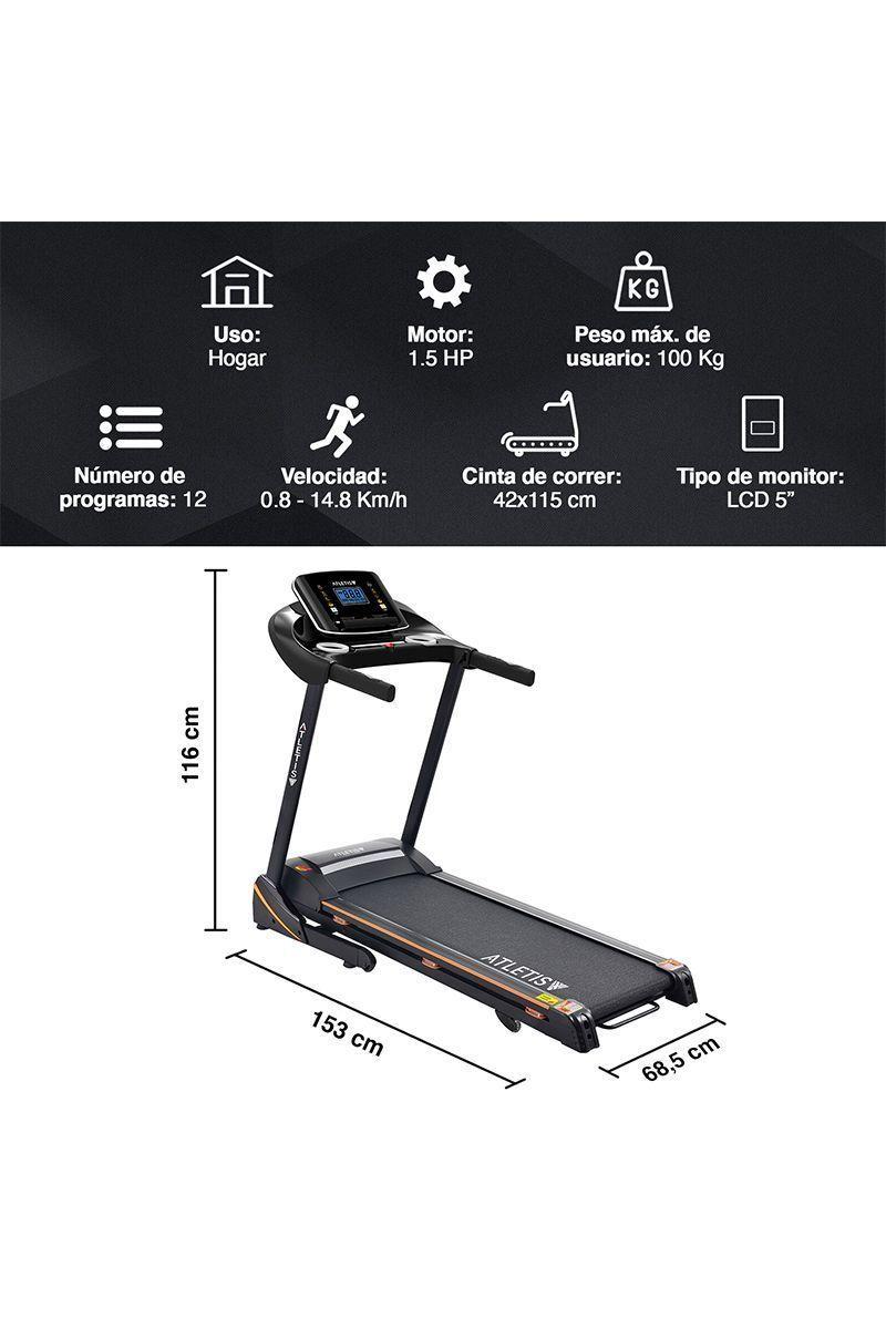 Trotadora Atletis Fit BS8218 LCD 5" MP3 Negro-2