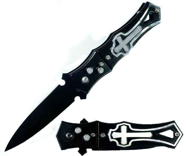 Cuchillo Navaja Automatica Black Cruze 440 Ai90-1