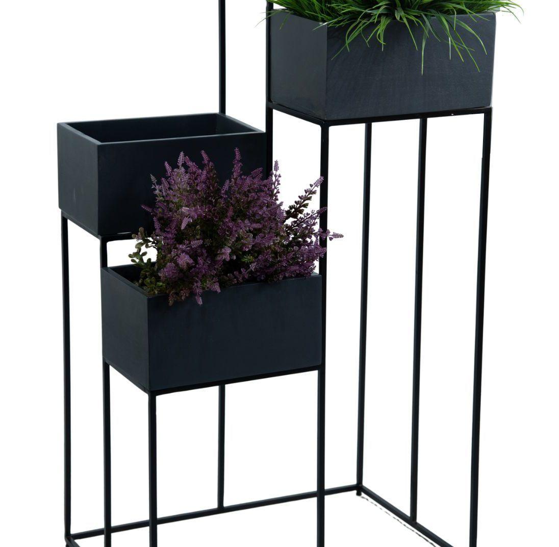 Porta Maceteros Negro Madera De Mango Estructura De Hierro 4 Niveles 115 cm-3