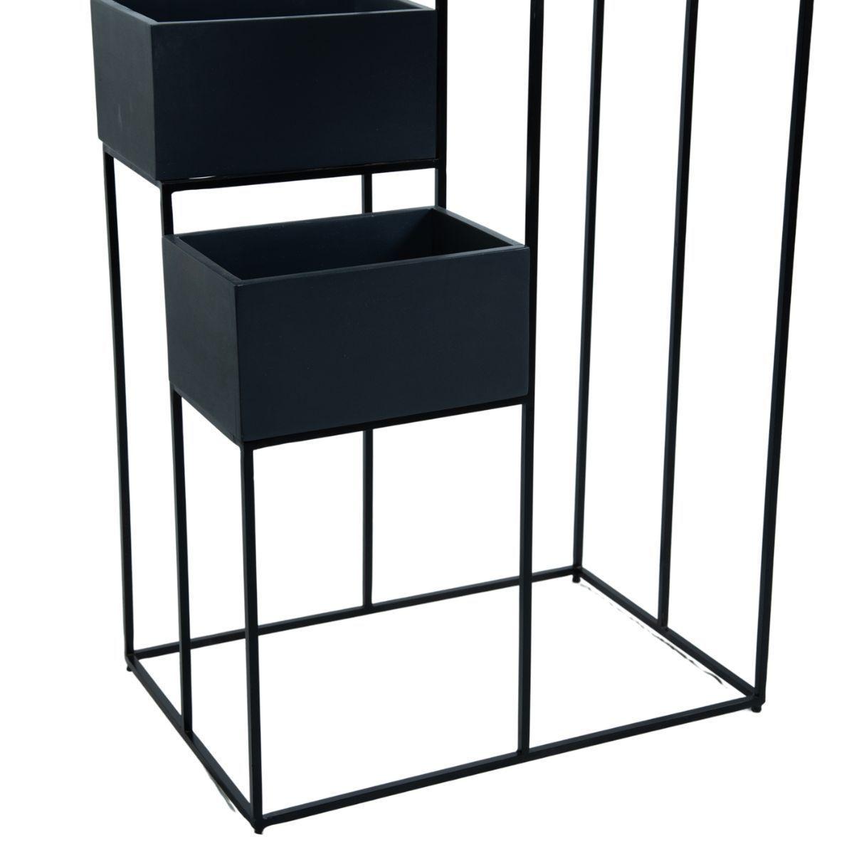 Porta Maceteros Negro Madera De Mango Estructura De Hierro 4 Niveles 115 cm-4