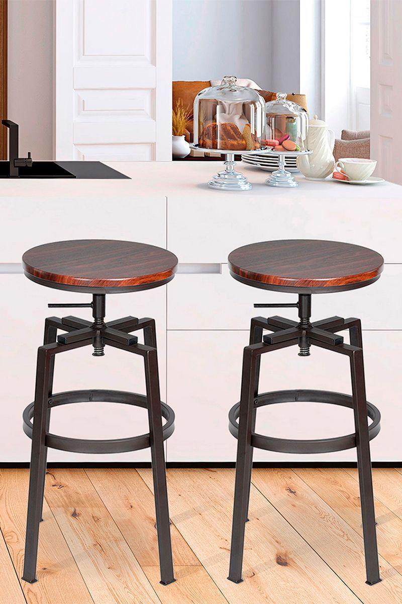 Pack 2 Piso de Bar Altura Regulable Nogal Café-5