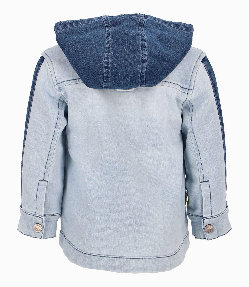 Camisa Con Capucha Bebé Niño Denim Celeste Black and Blue-1