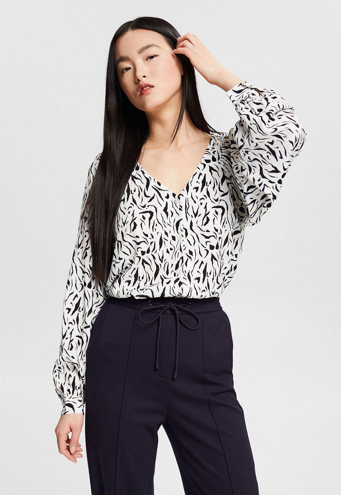 Blusa Cuello V Estampada Esprit-0