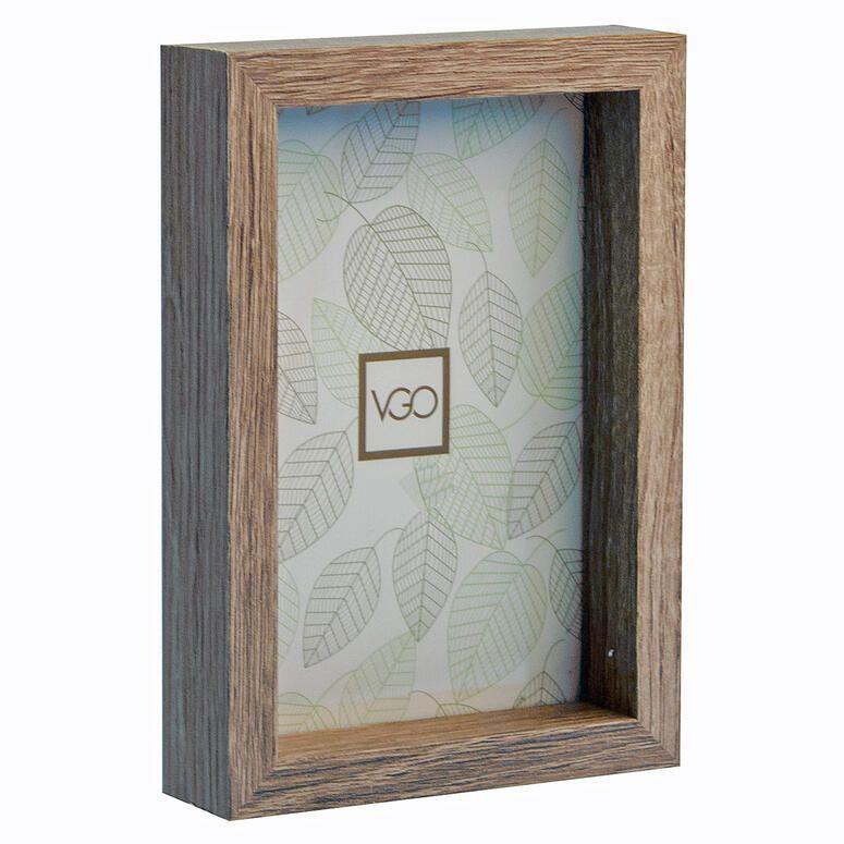 Marco plástico box simil madera Marron 10x15 cm-0